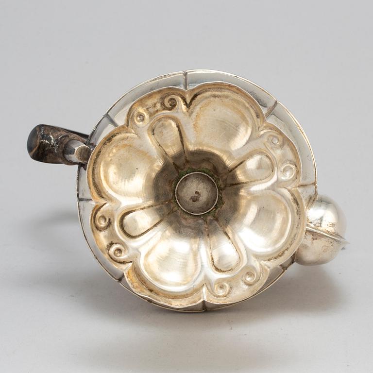 A Swedish 19th century silver coffee-pot, mark of Carl Nystrom, Stockholm 1848.