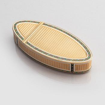 Les Frères Toussaint, dosa, 14k guld och emalj, Hanau, Tyskland (verksamma 1752-1803).