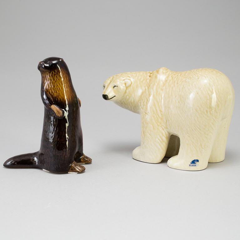 2 stoneware figurines by Lisa Larson for Jie and Gustavsberg, last quarter of the 20th century.
