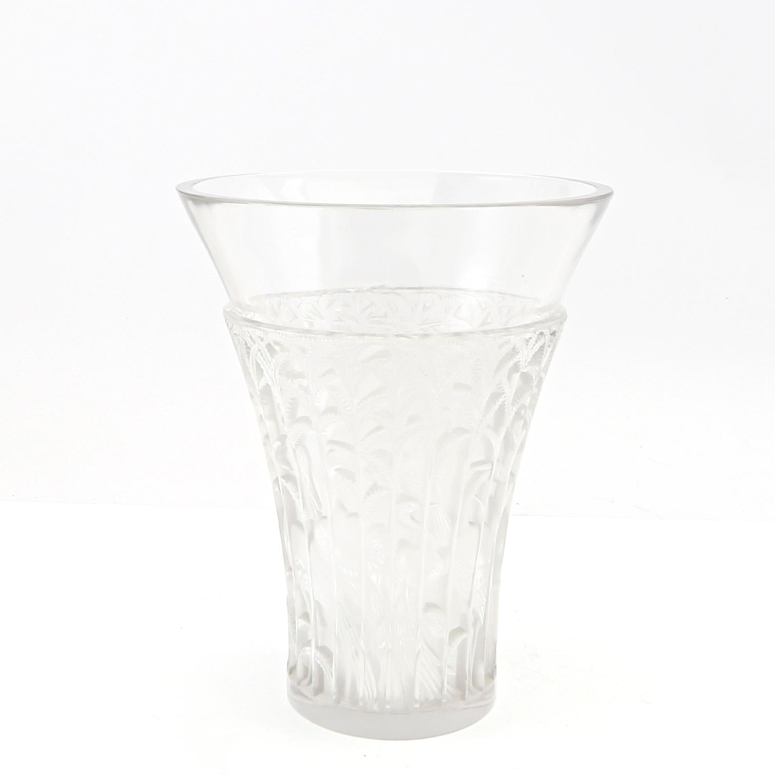 René Lalique,  vas "Ibis" signerad Frankrike 1900-talets andra hälft gjutet glas.