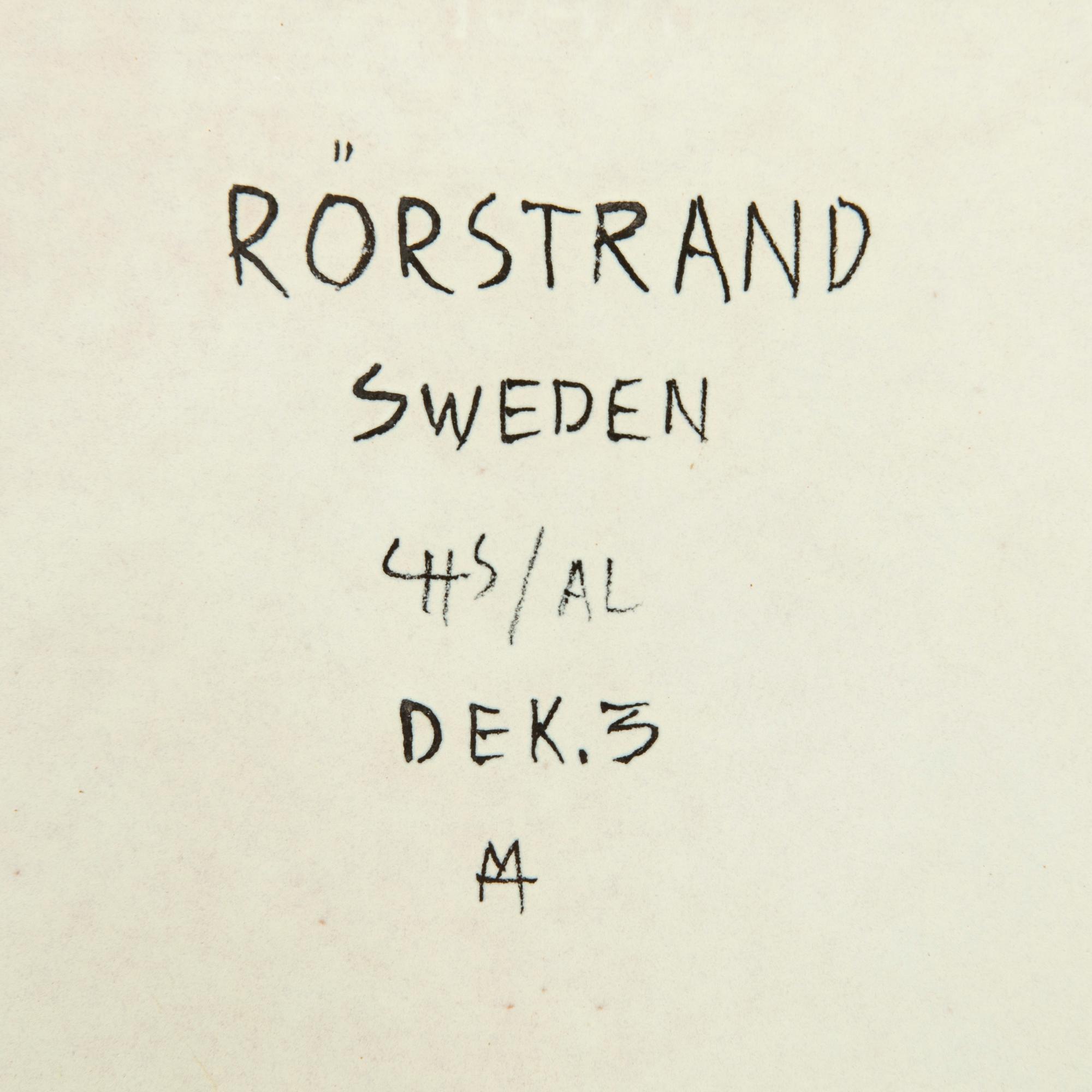 Carl-Harry Stålhane, & Aune Laukkanen, Bowl, Faience, Rörstrand, second half of the 20th century.