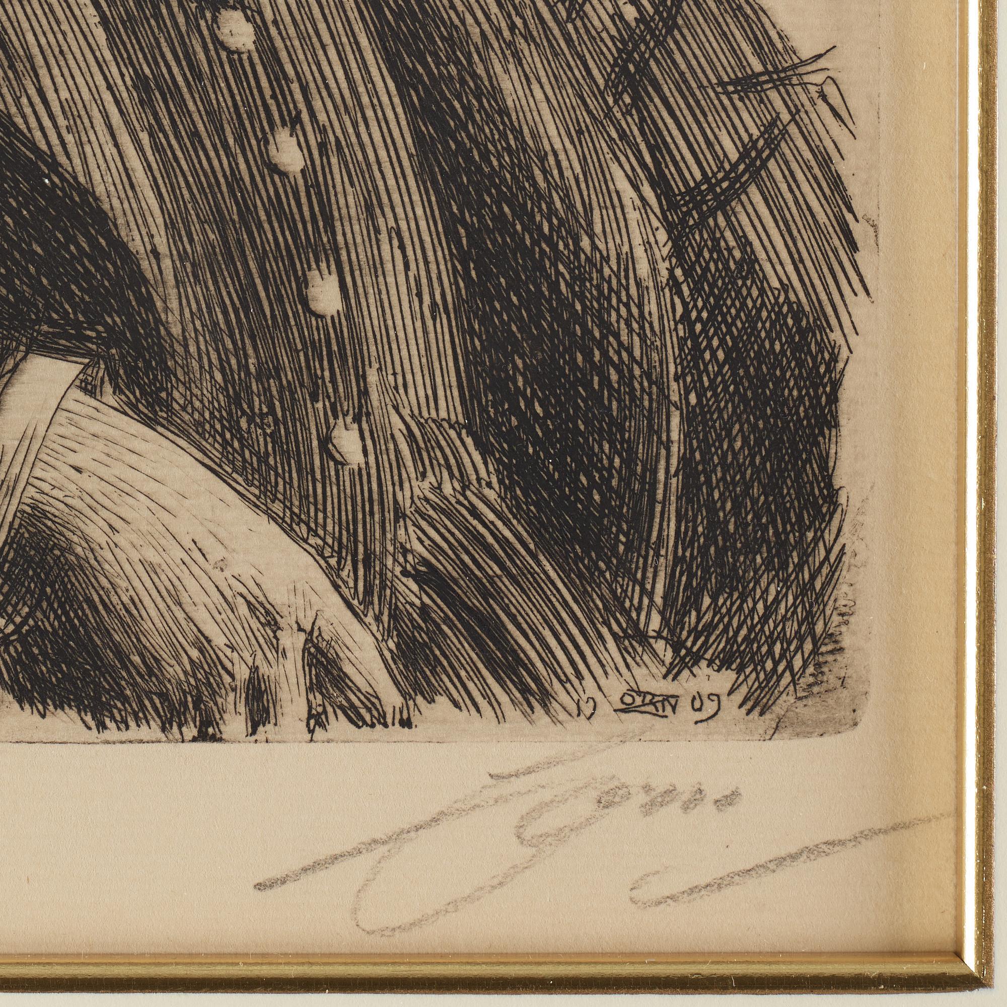Anders Zorn, etching, 1909, signed in pencil.