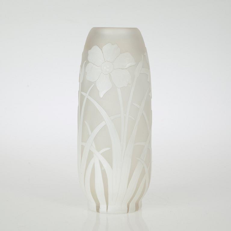 A Karl Lindeberg Art Nouveau cameo glass vase, Kosta.