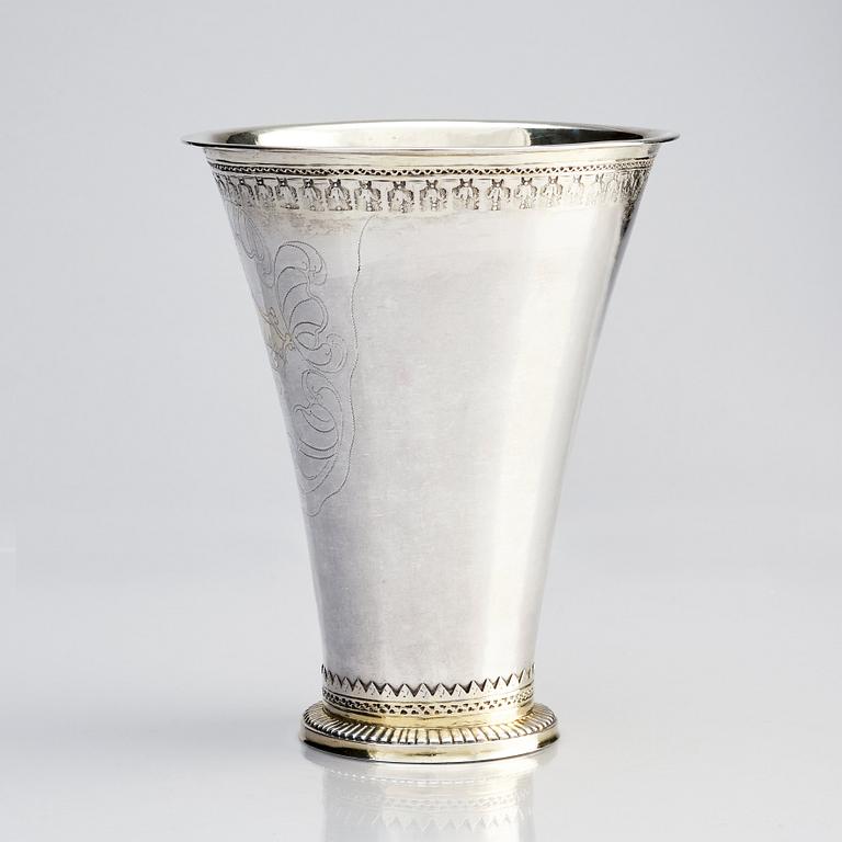 Lars Magnus Kallerström, bägare, delvis förgyllt silver, Kalmar 1779.