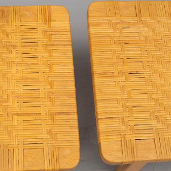 BØRGE MOGENSEN, a pair of benches/ tables, model 5273,  Fredericia stolefabrik, Denmark. Signed with labels.