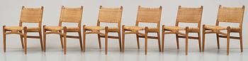 HANS J WEGNER, stolar, 6 st. Carl Hansen & Son, Danmark.