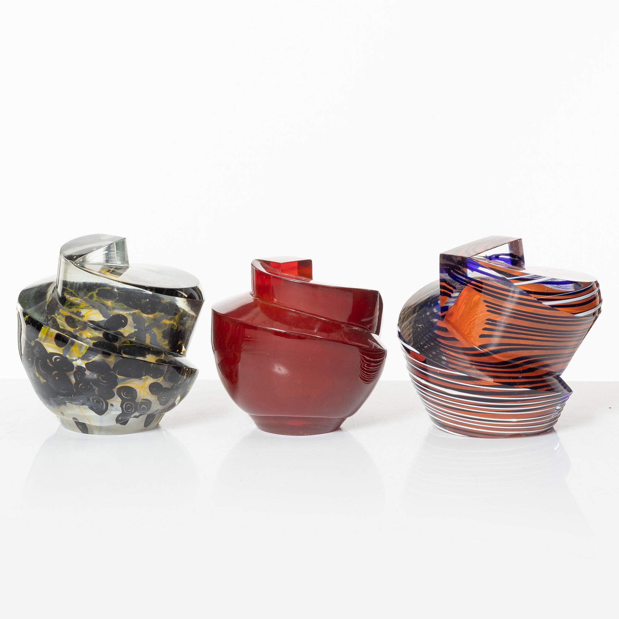 Skulpturer, 3 st, glas.