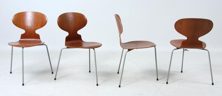 STOLAR, 4 st, "Myran"/"FH 3100", Arne Jacobsen, Fritz Hansen, tillverkade under 1950-talets första hälft.