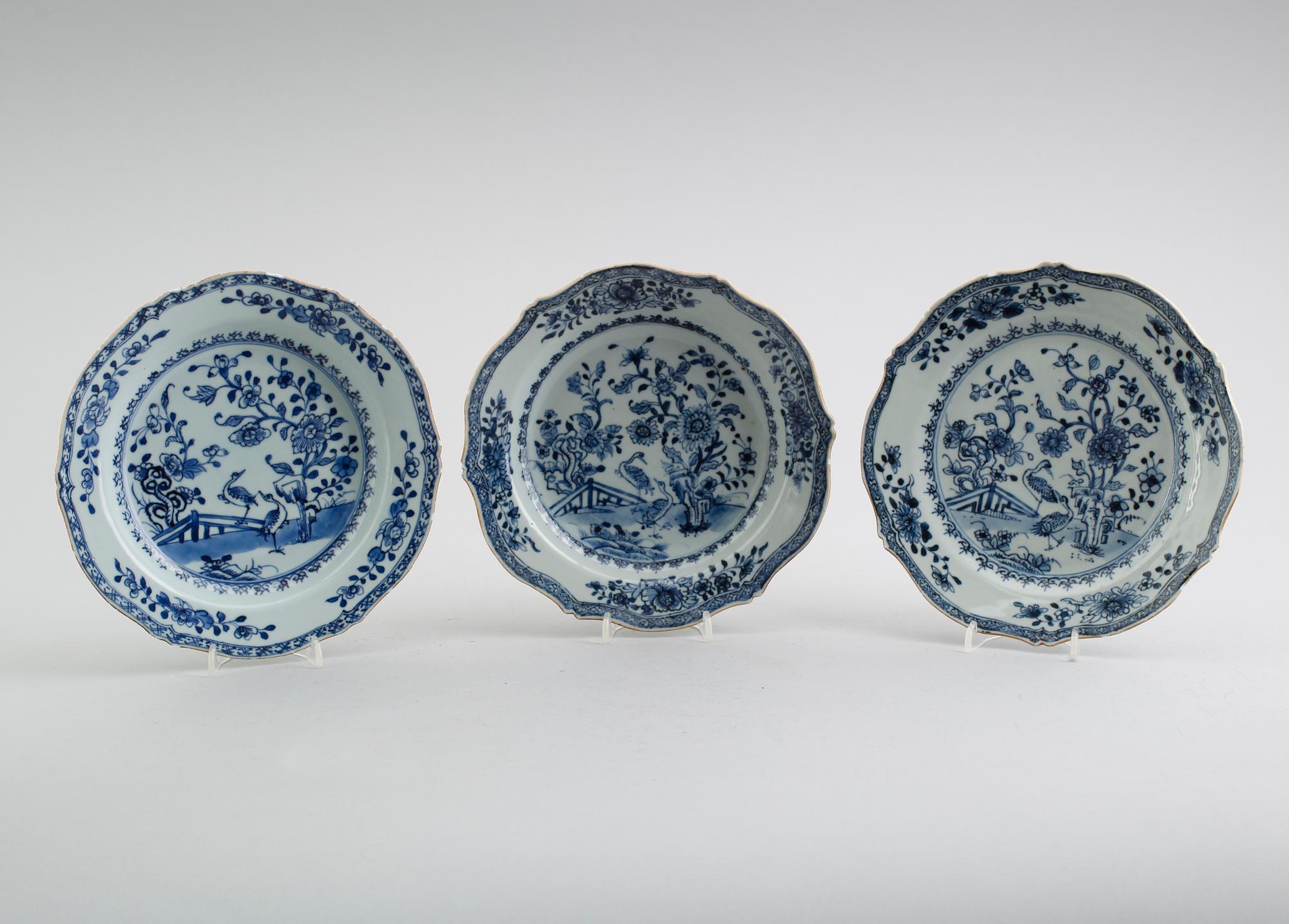 TALLRIKAR, 3 st, porslin, Kina, Qian Long 1736-1795.
