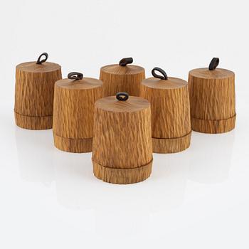 Magnus Ek, a set of six ash wood bread Clocher for Oaxen Krog, 2020.