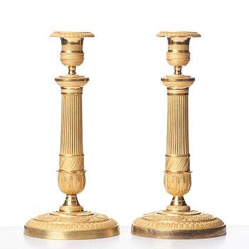 A pair of French Empire candlesticks, beginning of the 1800's.