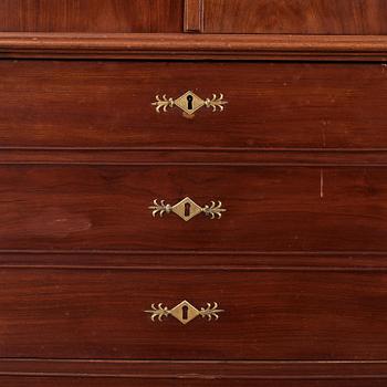 A Swedish rococo mahogany writing cabinet attributed to N. Dahlin (master in Stockholm-1761-87).