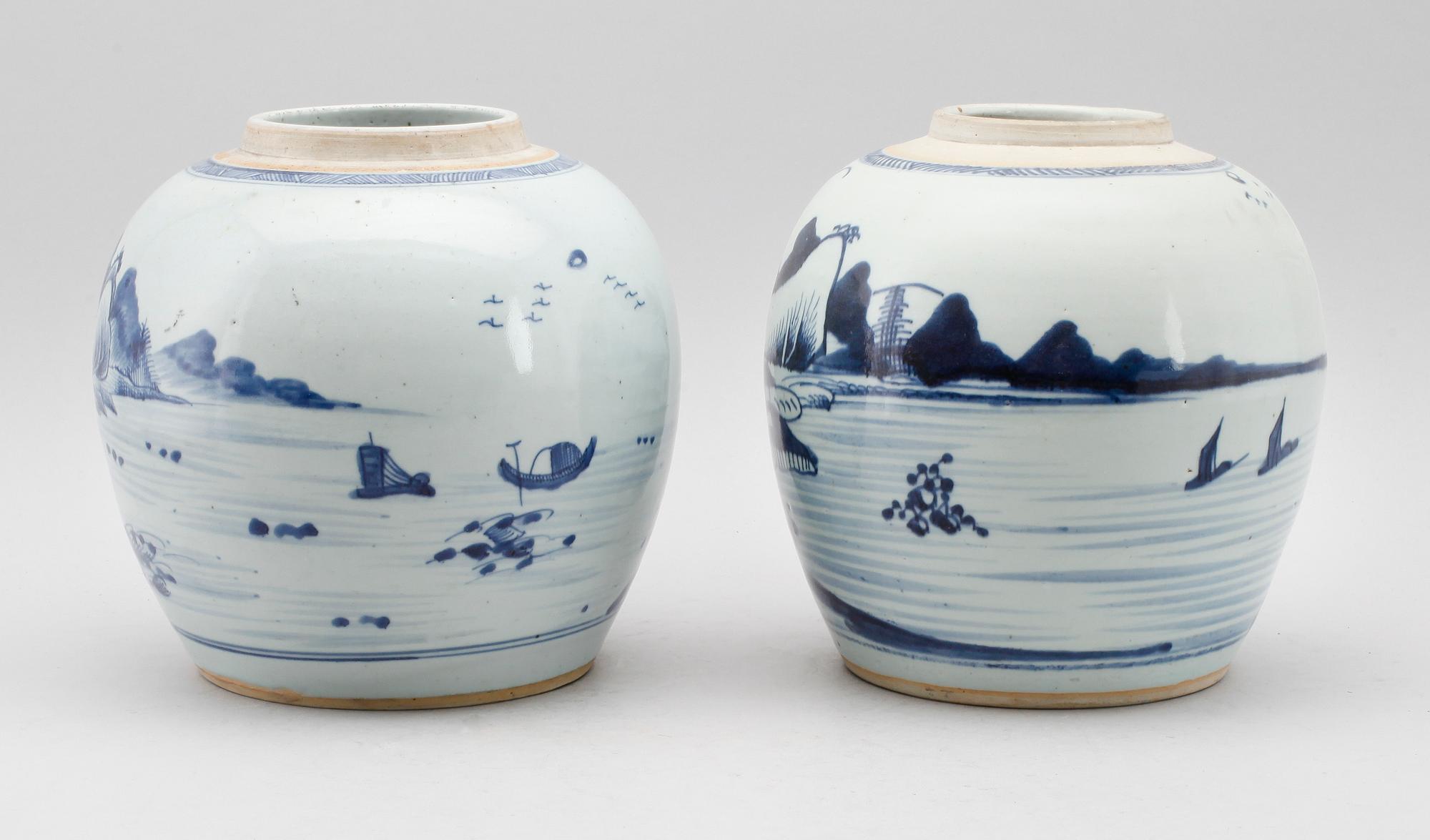 BOJANER, 2 st, porslin, Kina, 1800-tal.