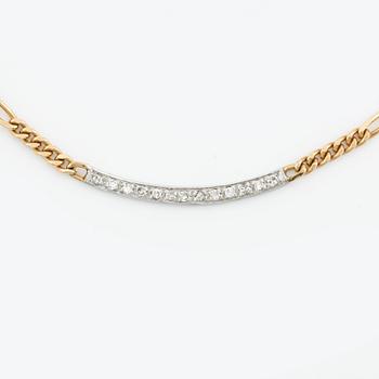 Collier, 18K guld med åttkantslipade diamanter.