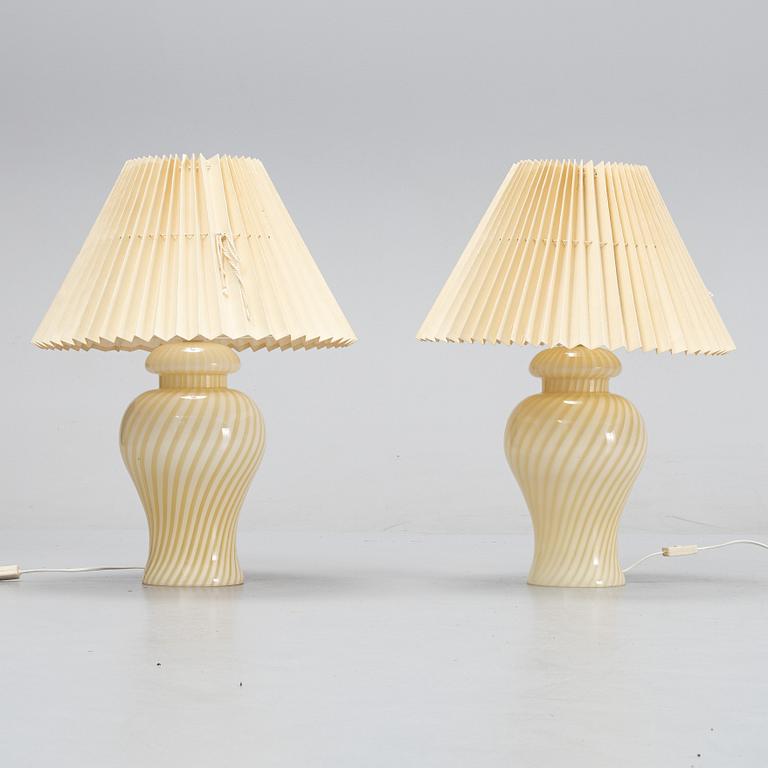 A pair of Italian glass table lights.