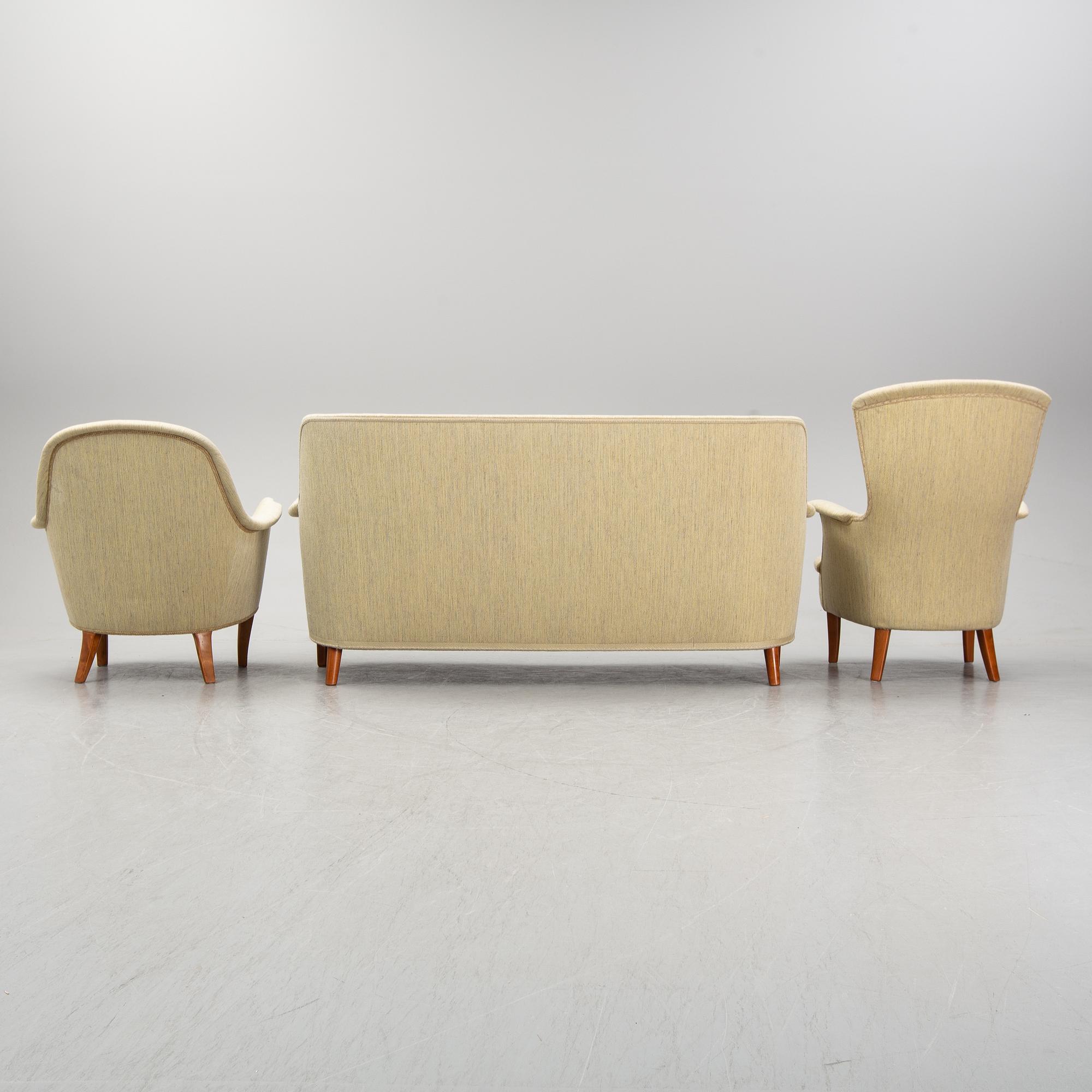 Carl Malmsten, soffa "Konsert", fåtölj "Cirkus" och fåtölj "Gamla Stan".