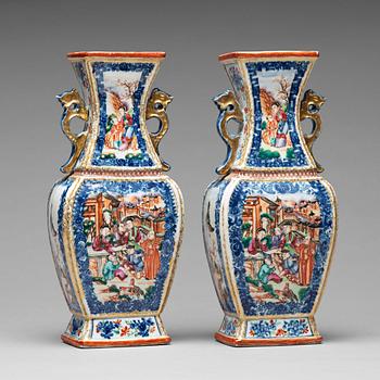 825. A pair of famille rose vases, Qing dynasty, Qianlong (1736-95).