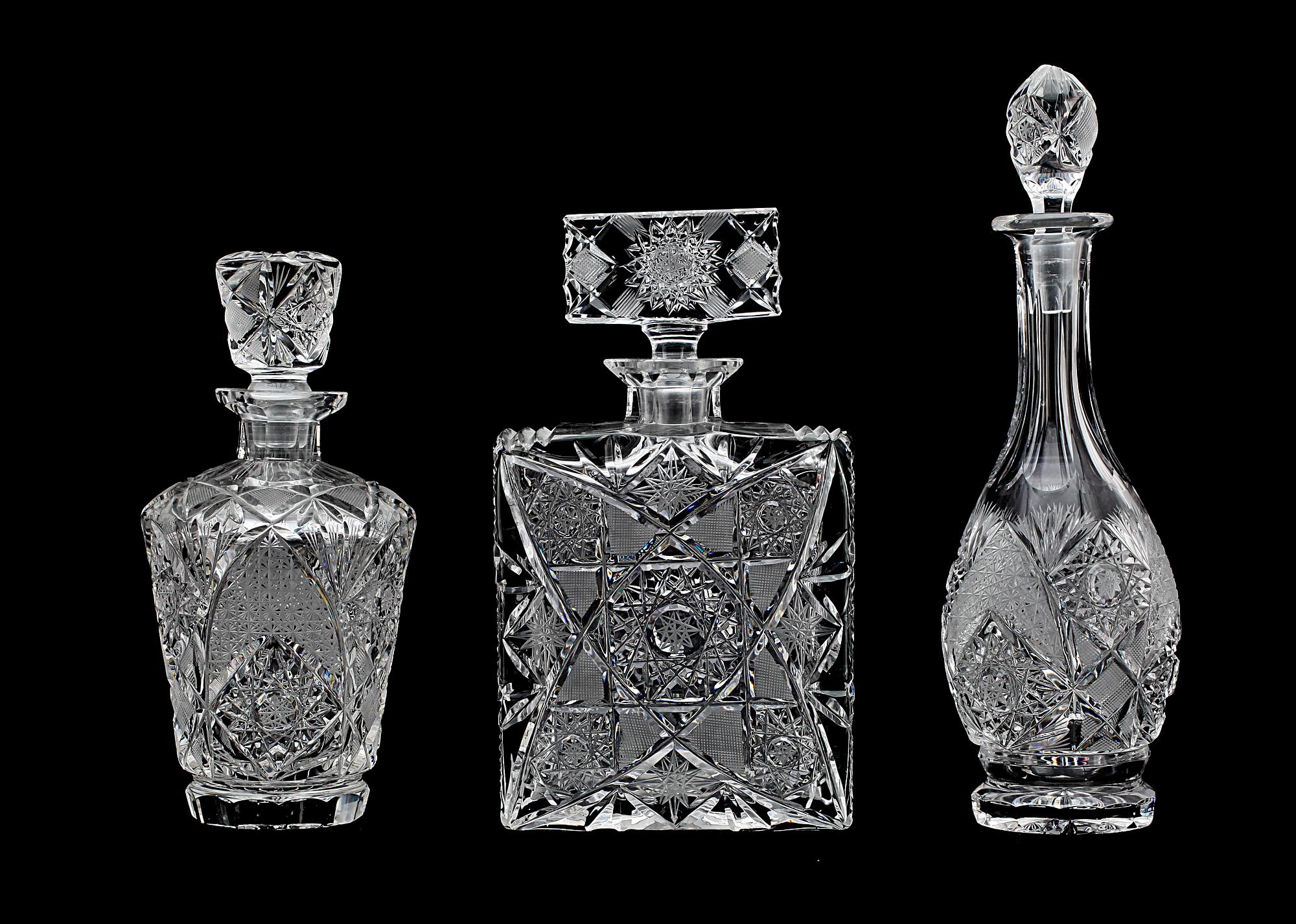 KARAFFER, 3 st, glas, 1900-tal.