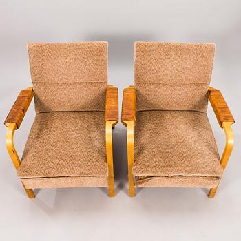 ALVAR AALTO, a pair 1950's armchairs, modell 48 O.Y. Huonekalu- ja Rakennustyötehdas A.B.