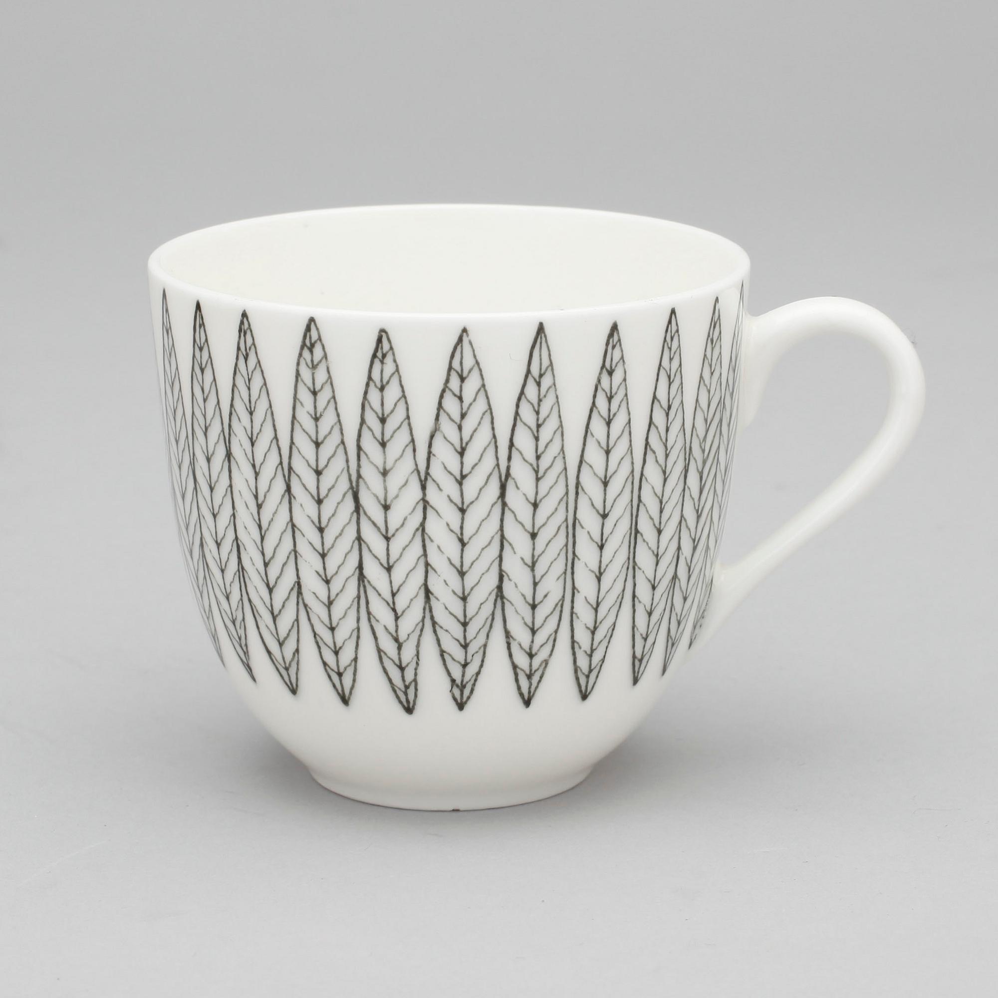 KAFFESERVIS, 12 delar, benporslin, "Salix", Stig Lindberg, Gustavsberg.