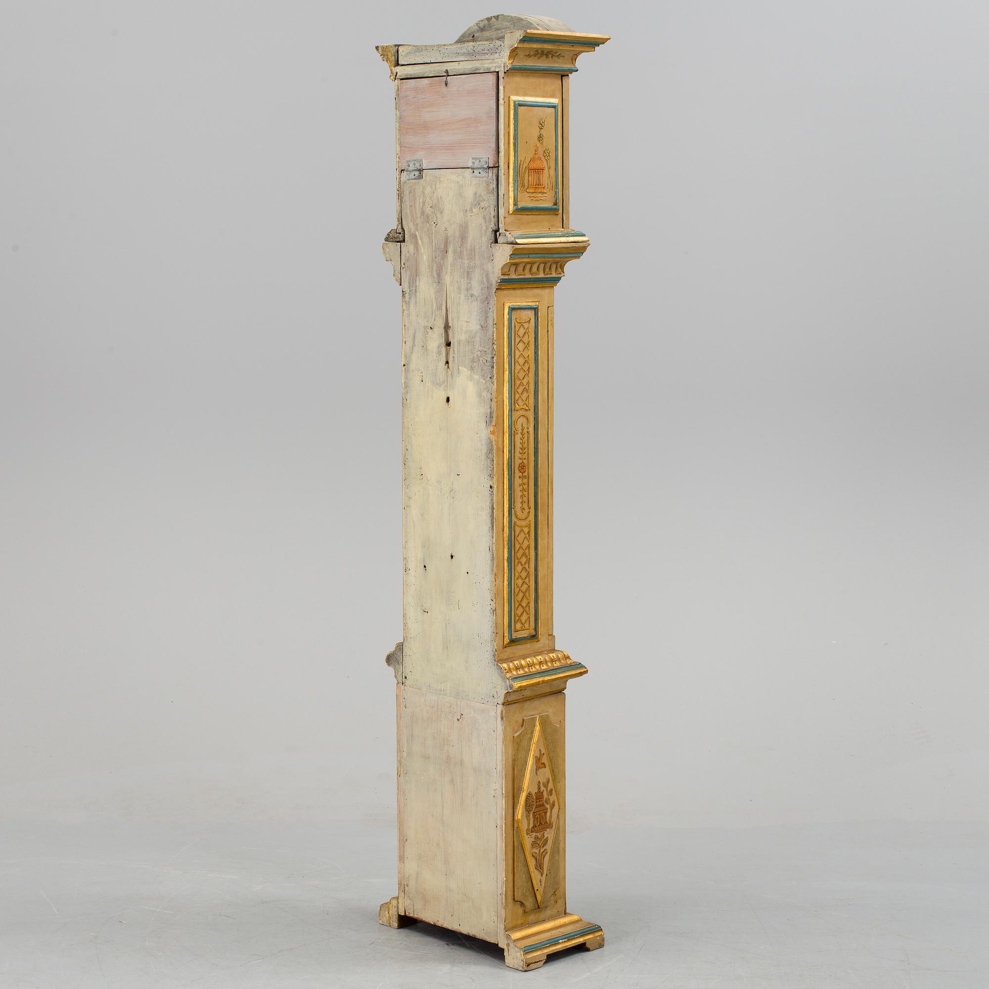 A long case clock, Peter Lindman Arboga Sweden, 18th century.