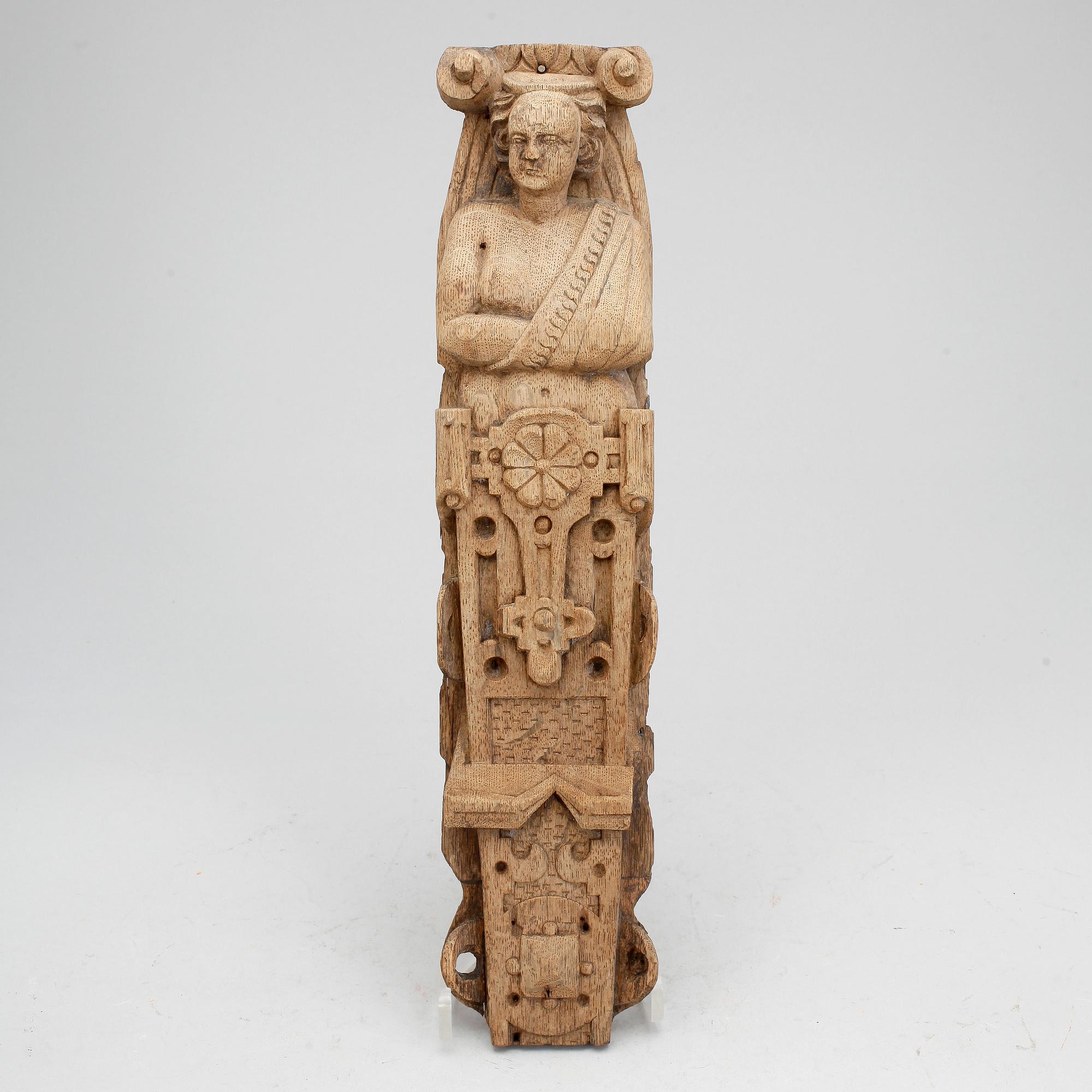 TRÄPANELER, 6 st, snidat trä, bl.a 1600-tal.