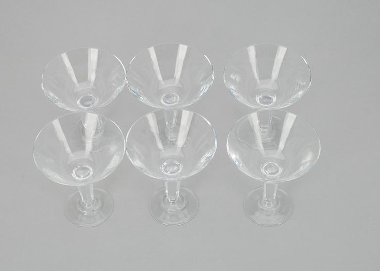 GLASSERVIS, ca 69 st, kristall,  "Marjatta", Iittala 1940-tal. samt COCKTAIL GLAS, 6 st, 1940-tal.