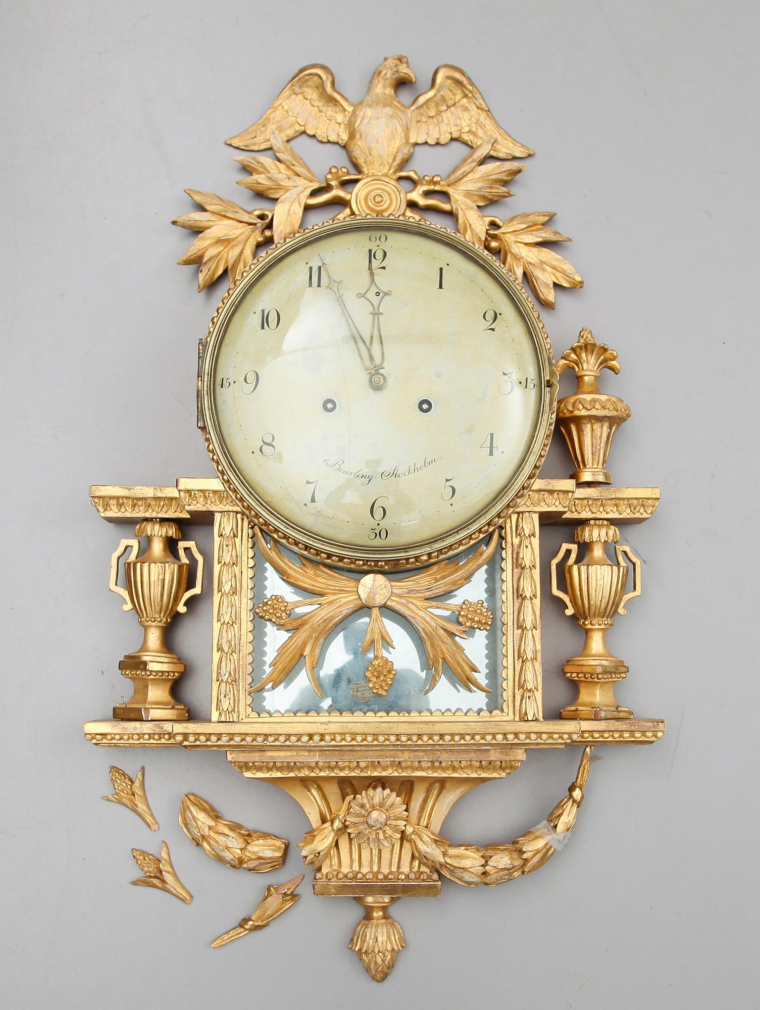 VÄGGPENDYL, sengustaviansk, Per Henrik Beurling, verksam 1783-1806 i Stockholm.