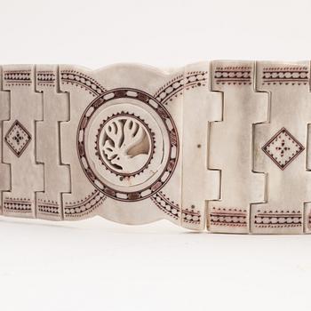 A reindeer horn belt by Gunnar Svonni, signed and dated 1999.