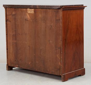 A Swedish Empire 19th century writing commode with porphyry top.