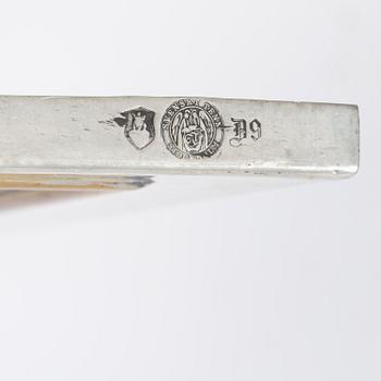 Firma Svenskt Tenn, a pewter and brass wall mirror model 2283, Firma Svenskt Tenn, Stockholm, 1952.