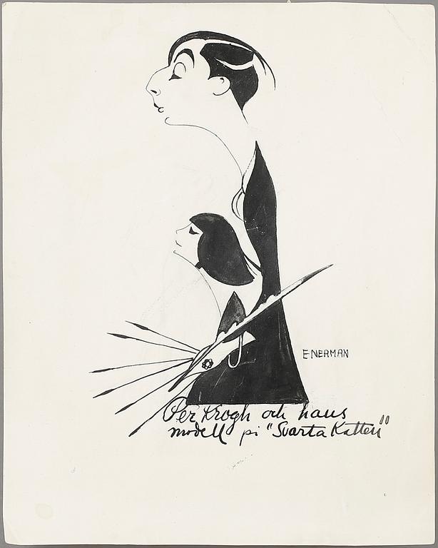 EINAR NERMAN, tuschteckning, signerad.