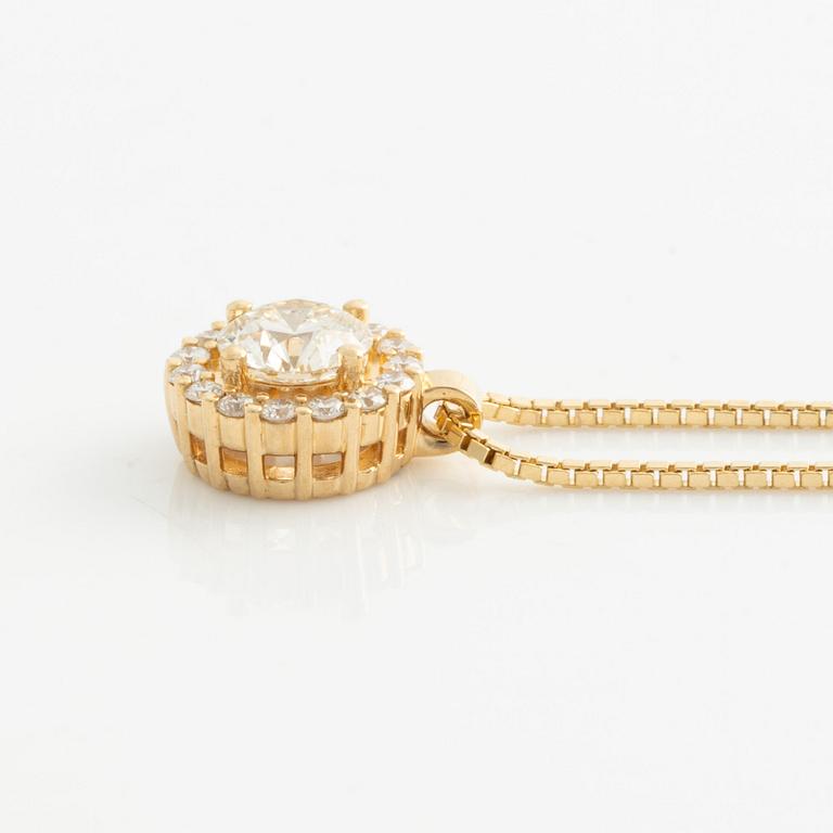 Pendant in 18K gold with round brilliant-cut diamonds.
