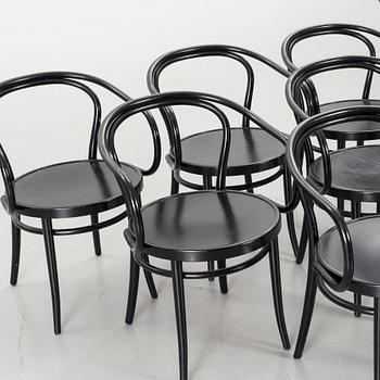 A SET OF 6 THONET STYLE ARMCHAIRS, end of 20th century.