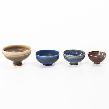 Berndt Friberg, a set oof four stoneware bowls, Gustavsberg Studio, 1960s–70s.