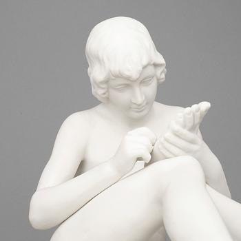 SKULPTUR, "Stickan", parian, Gustavsberg, signerad G E.
