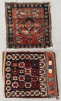 A semiantique/antique Kurdistan bag and front ca 59 x 55 and 56 x 48 cm.