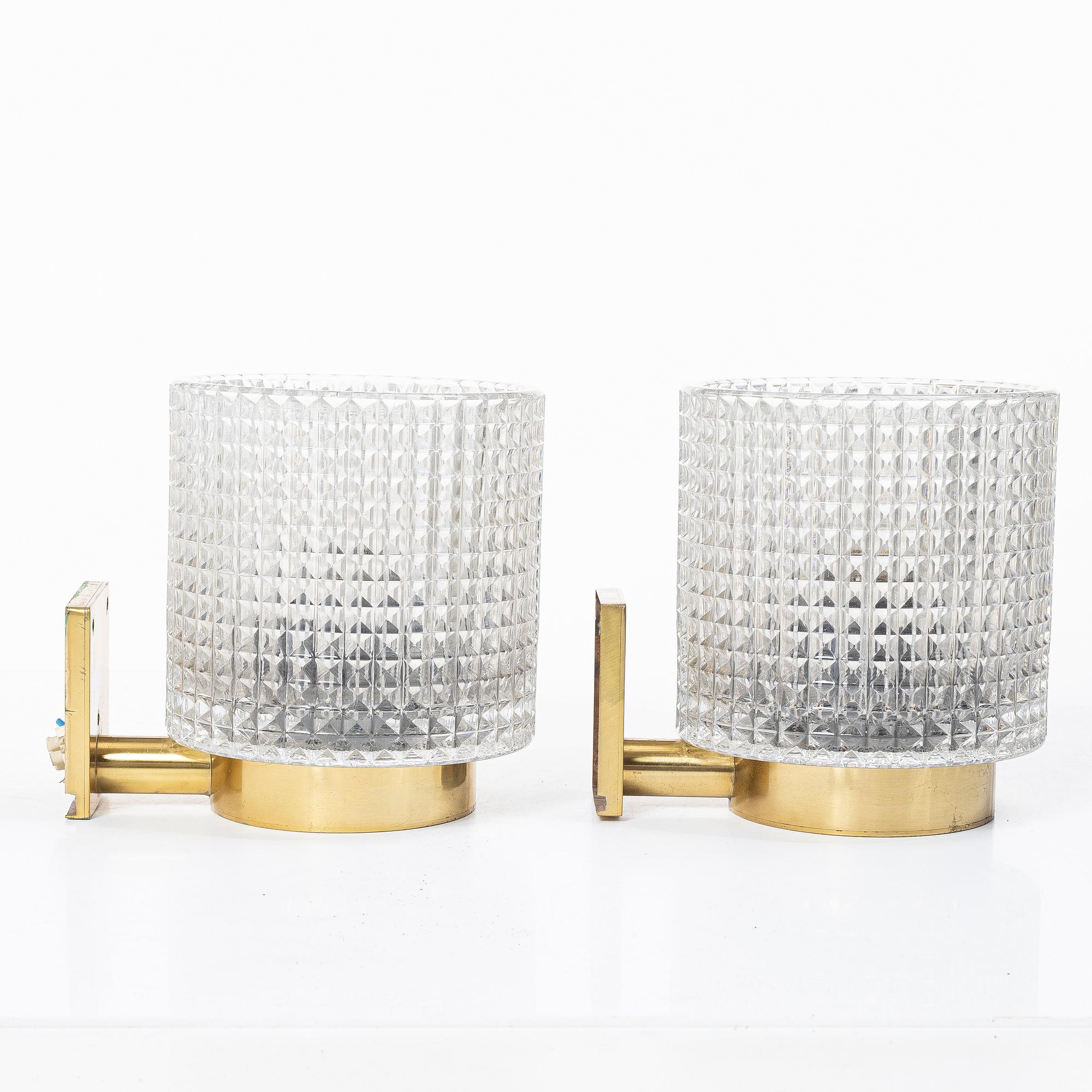Carl Fagerlund, Wall lamps, a pair, Orrefors.