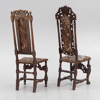 Two chairs, Baroque/Baroque style, circa 1900 with earlier parts.