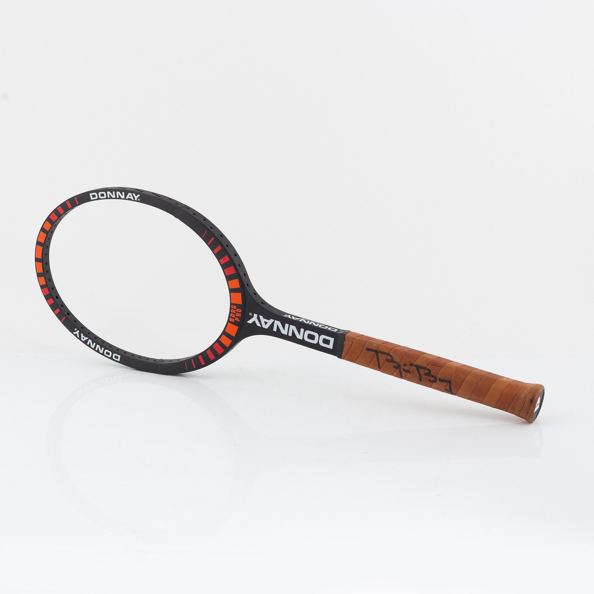 Three tennis rackets, Donnay Borg Pro. Specially made for Björn Borg, Lennar Bergelin, Mariana Simionescu.