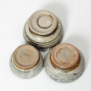 Six ceramic jars with covers, South East Asian, 17th and 19th century.