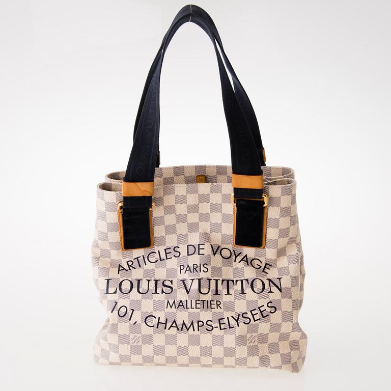 LOUIS VUITTON Damier Azur Articles de Voyage Tote Bag.