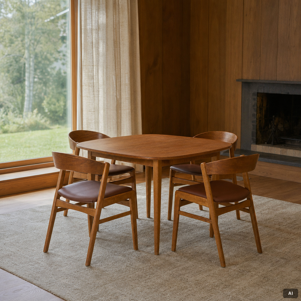 Dining table with four chairs, 1950s/60s.