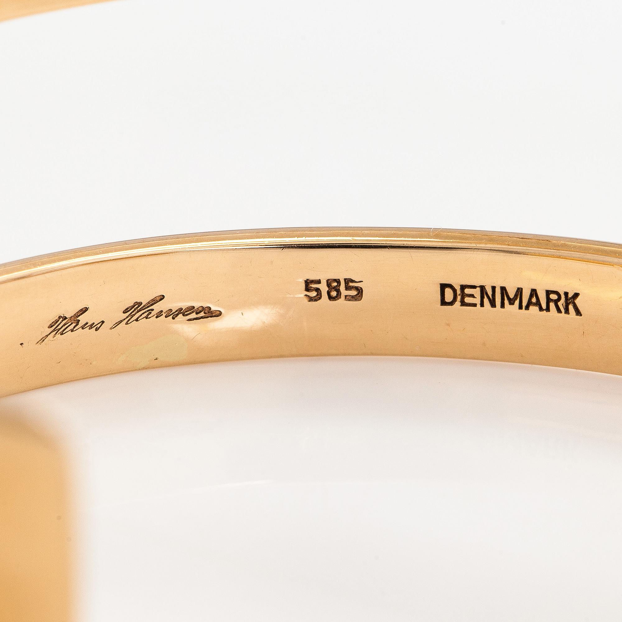 Hans Hansen, bangle, 14K gold, Denmark.