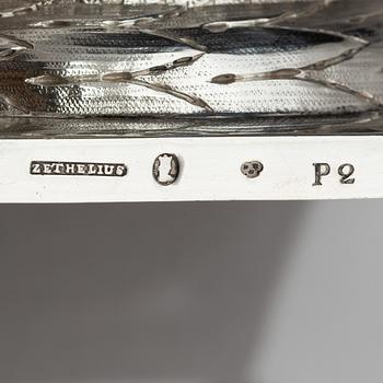 A pair of Swedish 18th century silver candelsticks, marks of Pehr Zethelius, Stockholm 1797.
