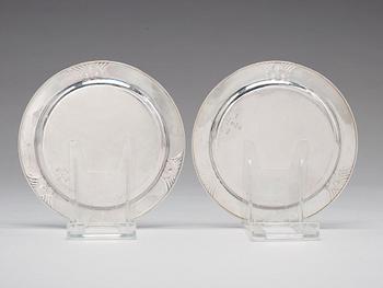 Gundorph Albertus, a pair of sterling Cactus coasters, Georg Jensen, Copenhagen 1933-44, design nr 572 C.