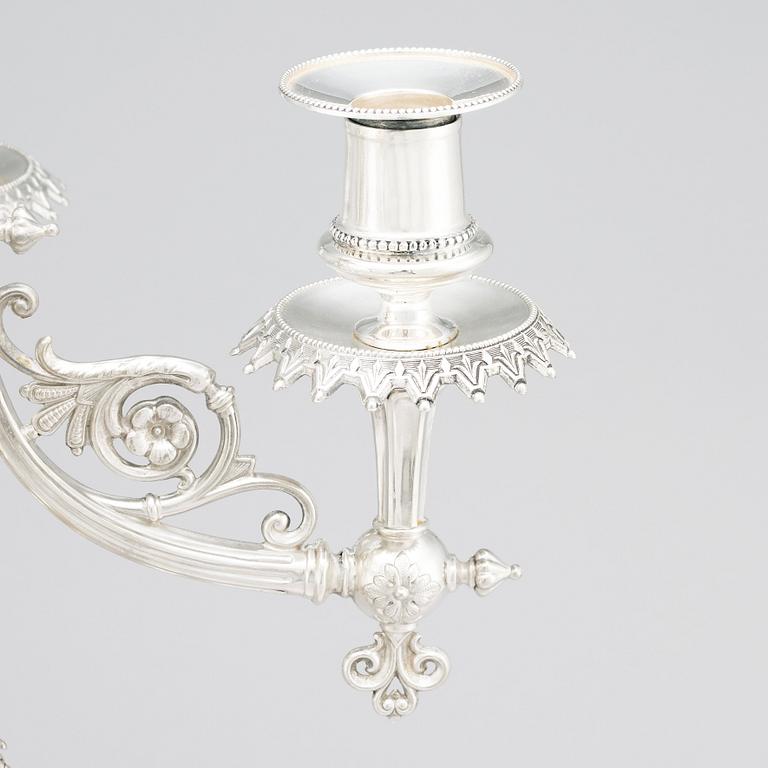 A pair of 19th Century silver candelabra. No makers mark. Northern Europe, Swedish hallmark.