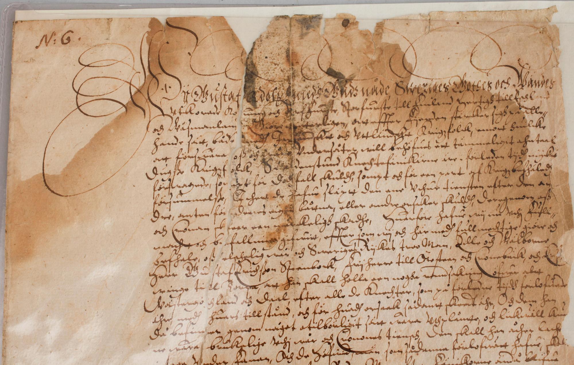 A letter from the swedish king Gustav II Adolf, dated 1612.