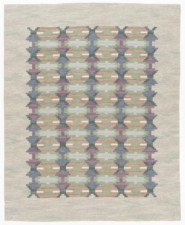 Judith Johansson, a carpet, "Dungen" flat weave, c 304 x 245 cm, signed JJ.