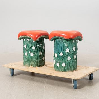 Garden stools, a pair probably Höganäs, early 20th century.
